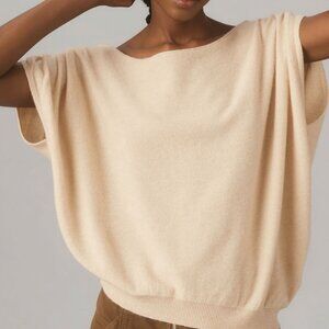 Anthropologie Off-The-Shoulder Cashmere Sweater, M, Cream